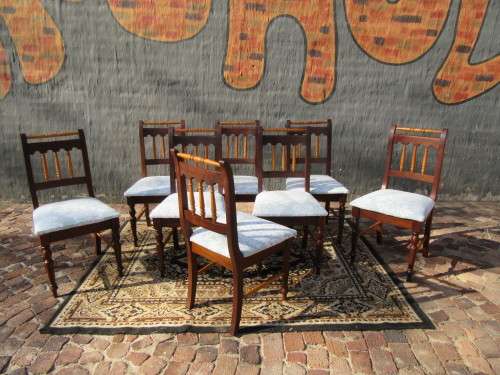 Yellowwood and Imbuia dining room suite including table, 8 x chairs