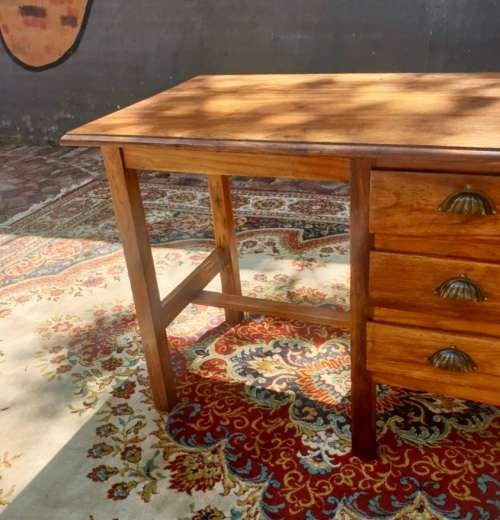 Solid Kiaat Desk with Three Drawers Perfect for a Kids Bedroom or small Office
