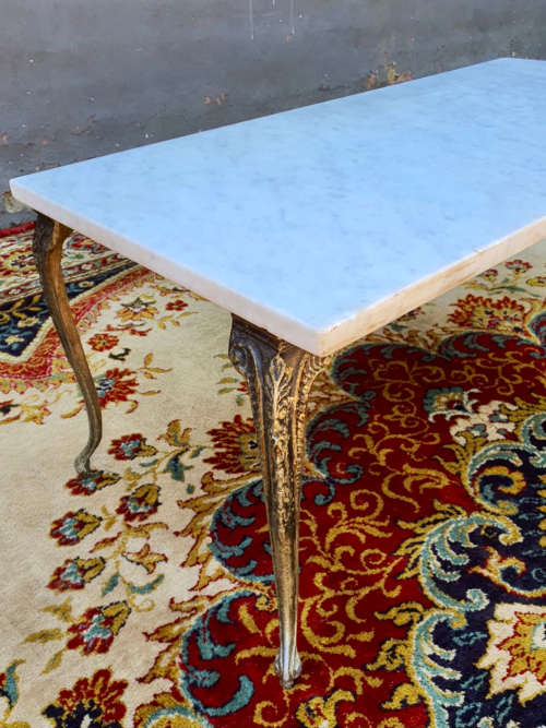 Elegant crafted Italian marble top and solid brass center coffee