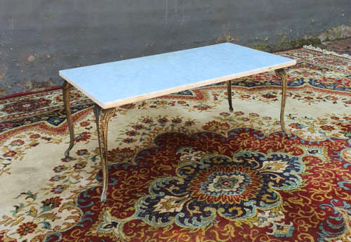 Elegant crafted Italian marble top and solid brass center coffee