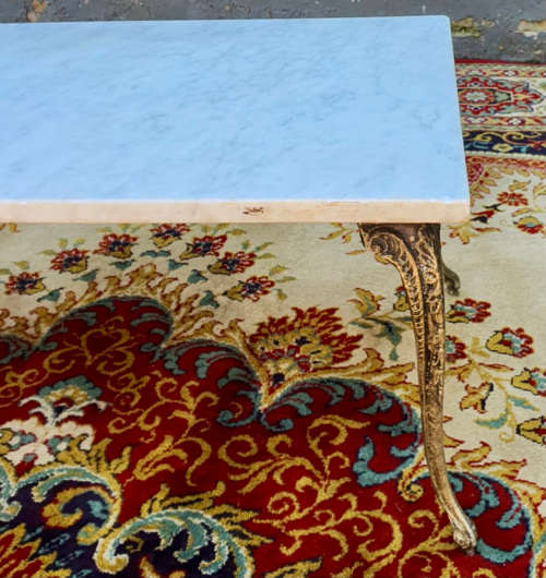 Elegant crafted Italian marble top and solid brass center coffee