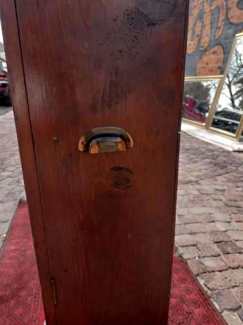 English Antique Oak Leaded Glass Door Bookcase / Display Cabinet