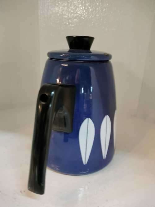 Vintage Mid Century CATHRINEHOLM Norway Blue Enamel Coffee Carafe Pitcher Pot