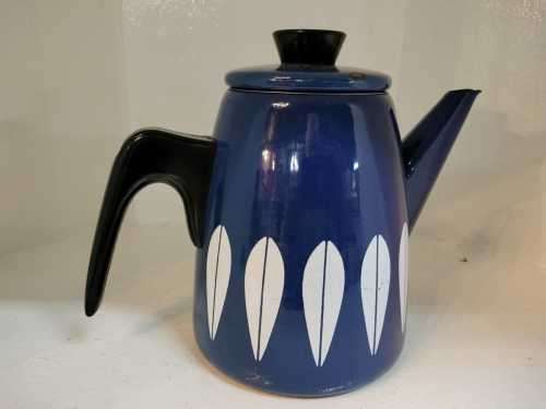 Vintage Mid Century CATHRINEHOLM Norway Blue Enamel Coffee Carafe Pitcher Pot