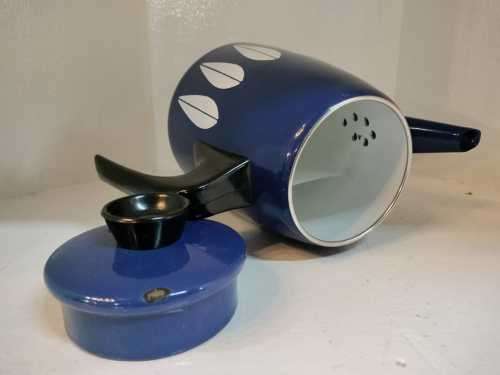 Vintage Mid Century CATHRINEHOLM Norway Blue Enamel Coffee Carafe Pitcher Pot