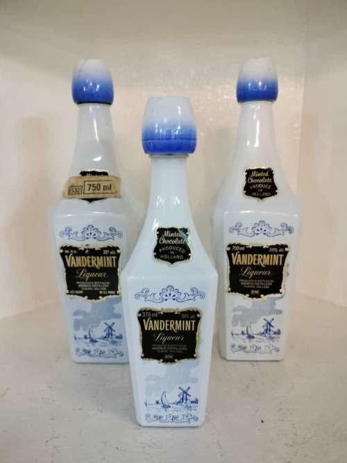 Vintage Vandermint Chocolate Liqueur Bottles Holland Delft