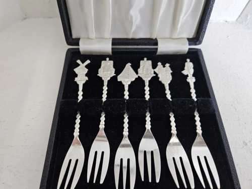 Set of Vintage Silver Cake Forks