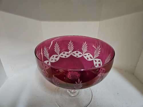 A rare Crystal Compote red cut to clear Pedestal Bowl.