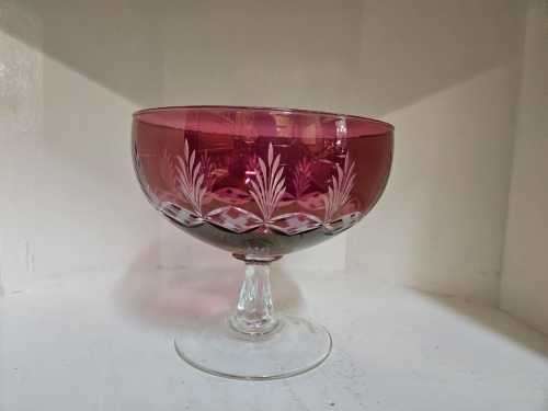 A rare Crystal Compote red cut to clear Pedestal Bowl.