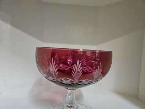 A rare Crystal Compote red cut to clear Pedestal Bowl.