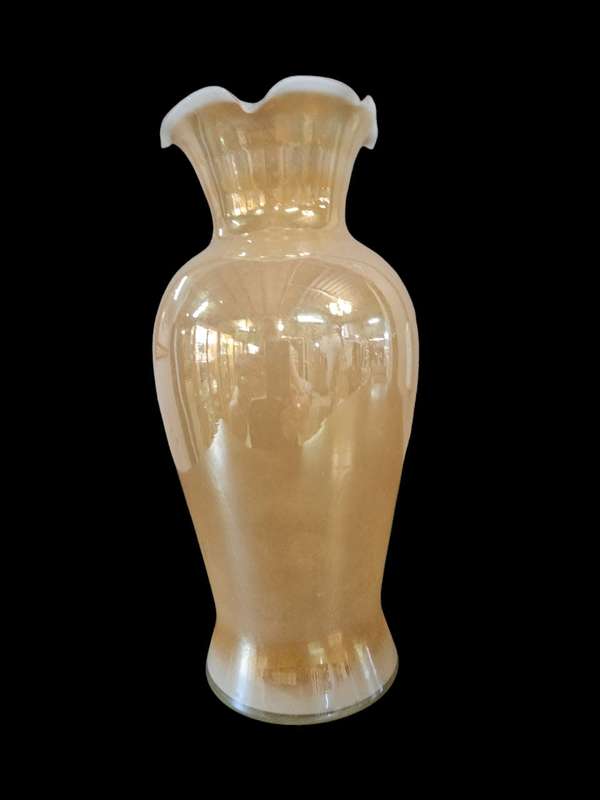Fluted Lustreware Glass Vase