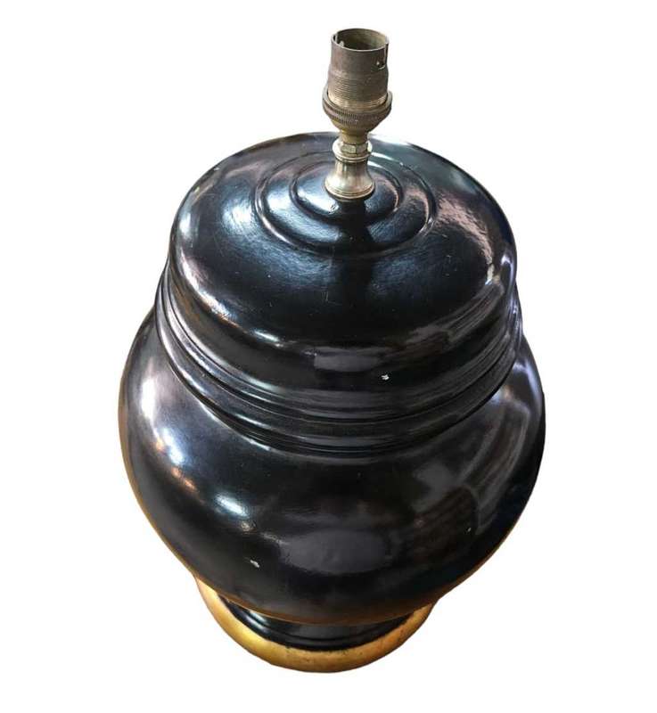 Large Glazed Black & Gold Ceramic Table Lamp, the perfect statement piece for any room