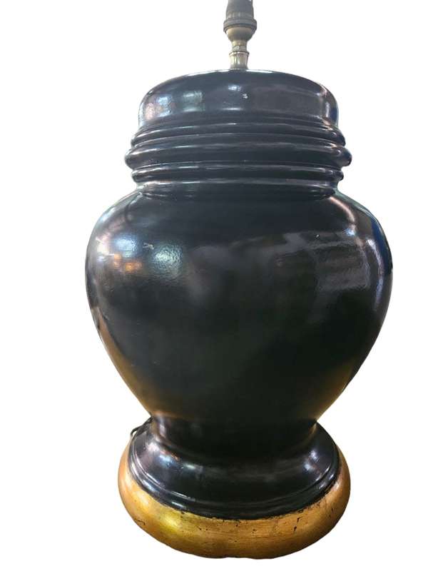 Large Glazed Black & Gold Ceramic Table Lamp, the perfect statement piece for any room