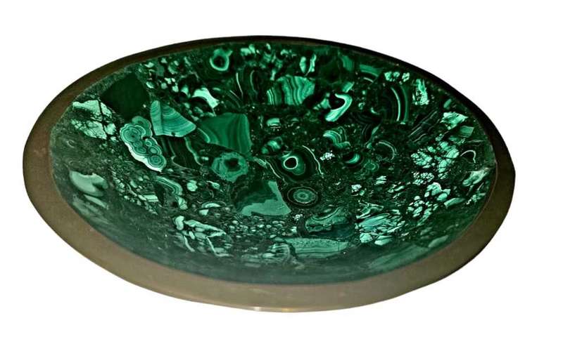 Malachite Bowl with a brass rim
