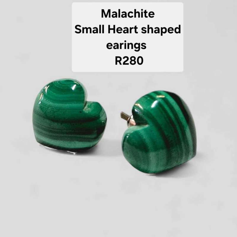 Malachite heart shaped earrings
