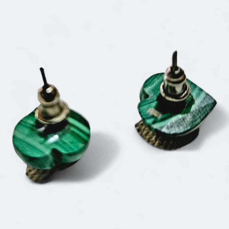 Malachite heart shaped earrings