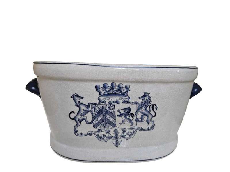 Victorian Style ceramic blue and white decorative ice bucket or planters