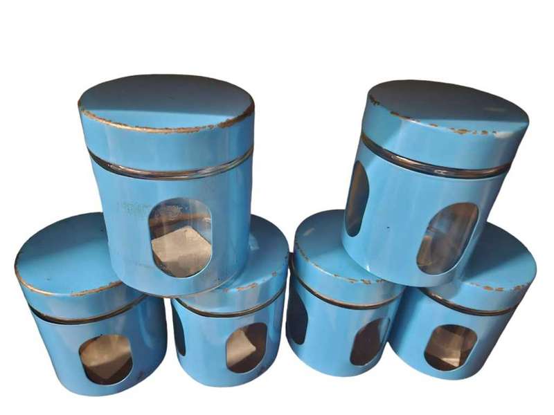 6 Blue Maxwell & Williams Vintage Canisters
