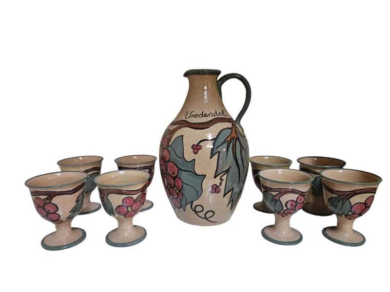 M Beyers 9 PC Pottery Wine set