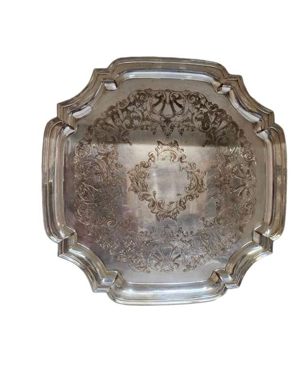 Elegant EMESS Silver plated serving tray, measuring 35x35cm