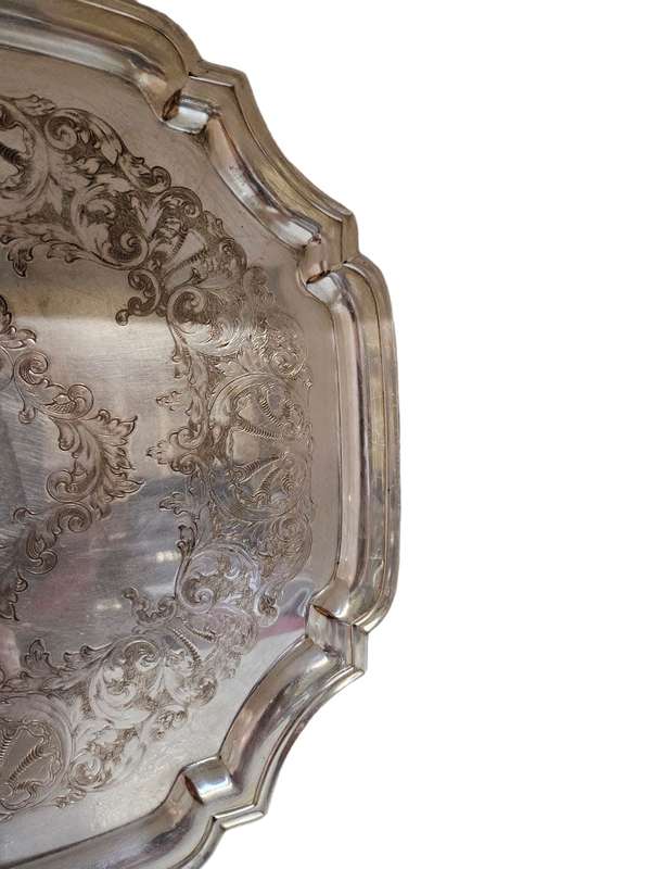 Elegant EMESS Silver plated serving tray, measuring 35x35cm