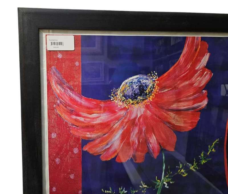 Framed Porchie Print behind glass