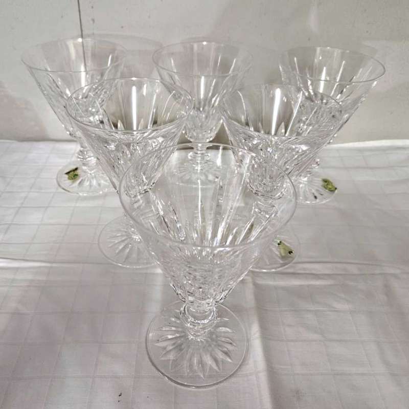 6 WATERFORD Crystal EILEEN White Wine Glasses