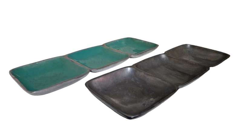 Pair Pewter/Metal Snack Trays