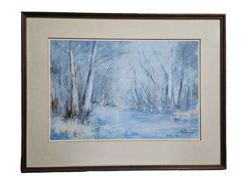 Landscape Print behind glass by Barb P Coner from 1986