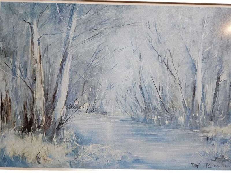 Landscape Print behind glass by Barb P Coner from 1986