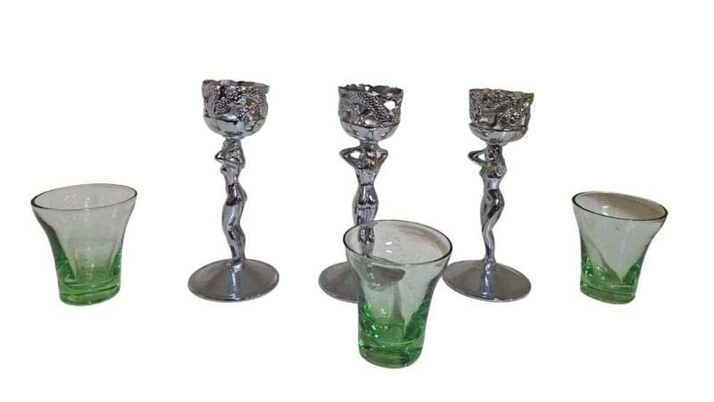 3 ART DECO STEM GLASSES