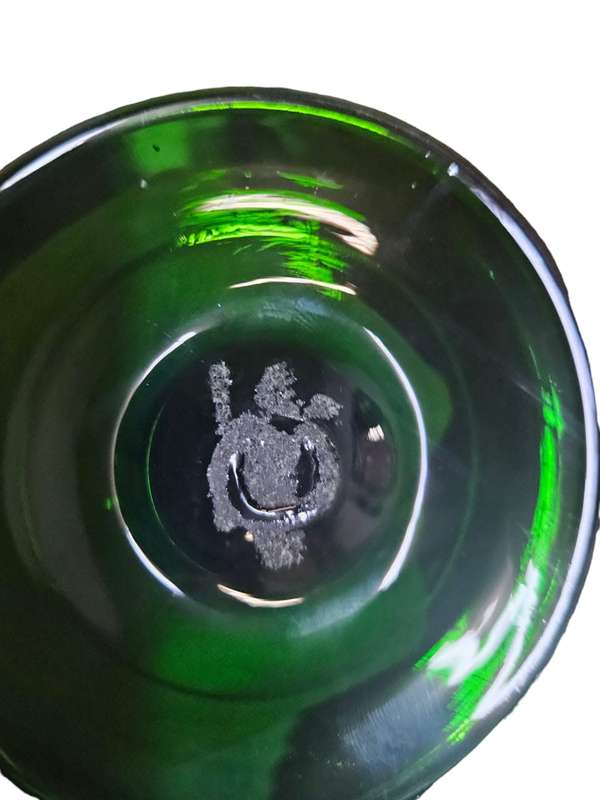 Stunning Emerald Green Hand Blown Gilded Glass Bohemian Candlesticks 29cm