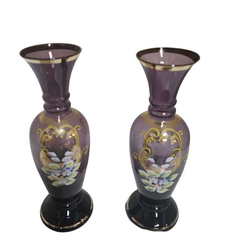 Pair of purple amethyst glass vases