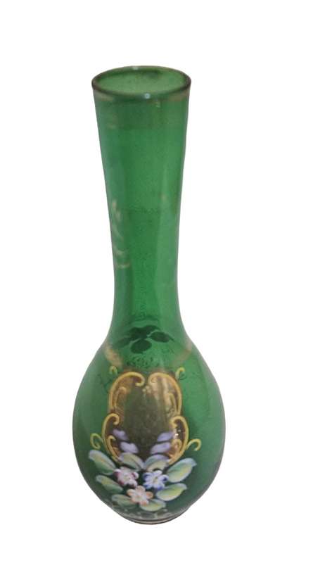 Stunning 20cm Bohemian Czech glass bud vase, perfect for adding a touch of vintage charm