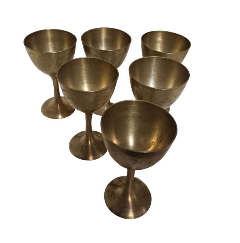 Vintage Set of 6 Brass Goblets