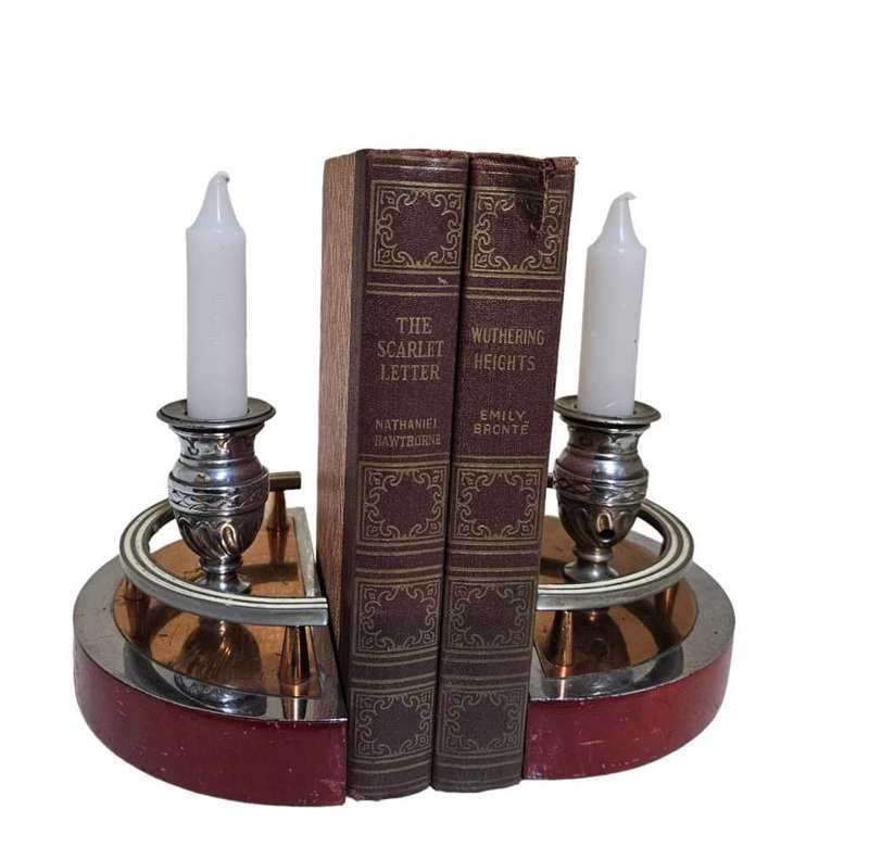Art Deco Book Ends Candle Sticks Holders