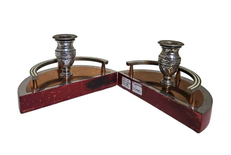Art Deco Book Ends Candle Sticks Holders