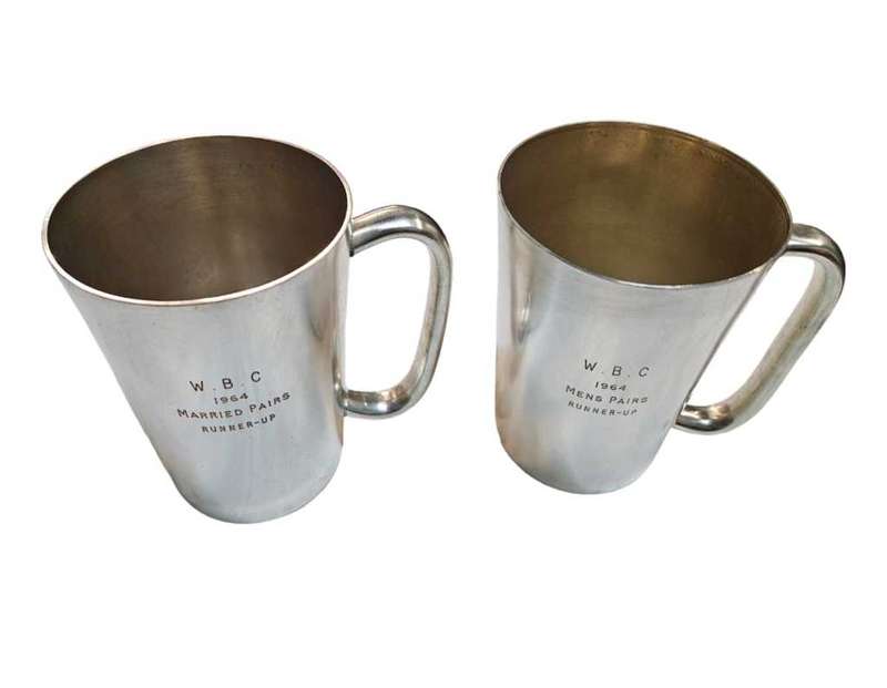 Vintage silver plated beer mugs