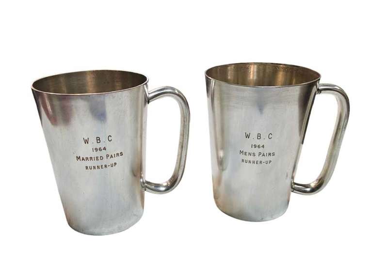 Vintage silver plated beer mugs