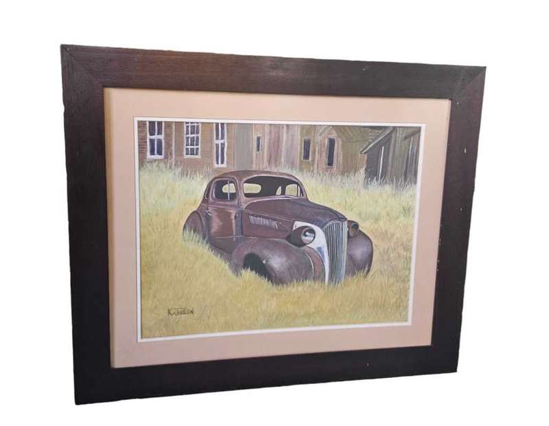 Old Framed Car Behind Glass by Kathleen
