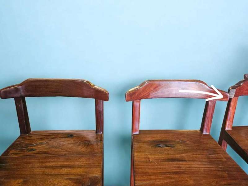 Enhance your home bar with this exquisite Set of 4 Rhodesian Teak Bar Chairs