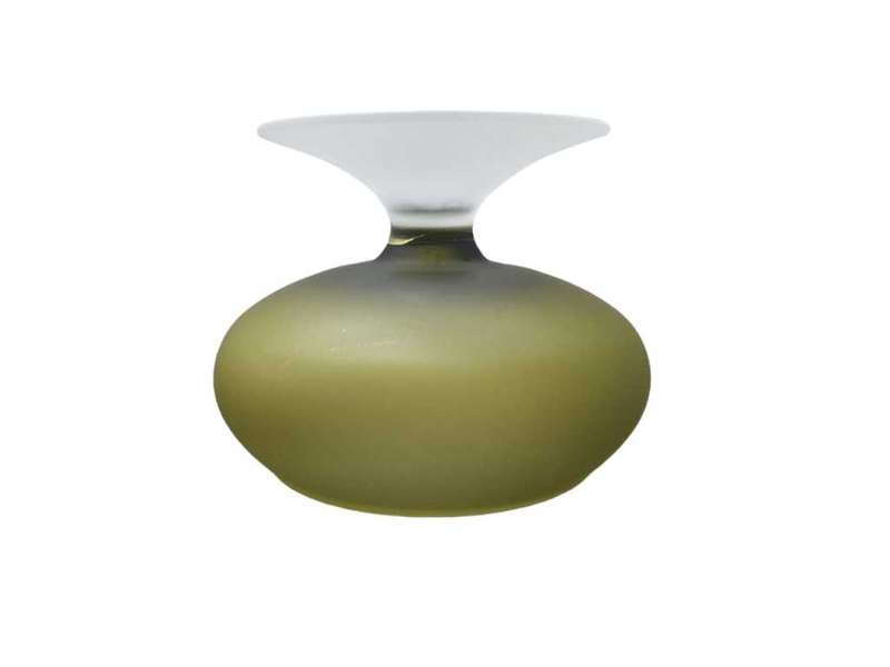 Vintage Green Glass Bowl with Stem