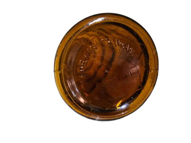 Vintage Amber Grapes and Drum Glass Bottle