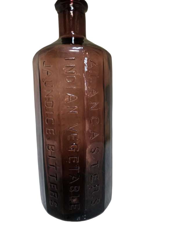 Vintage Indian Vegetables Jaundice Bitters Glass Bottle