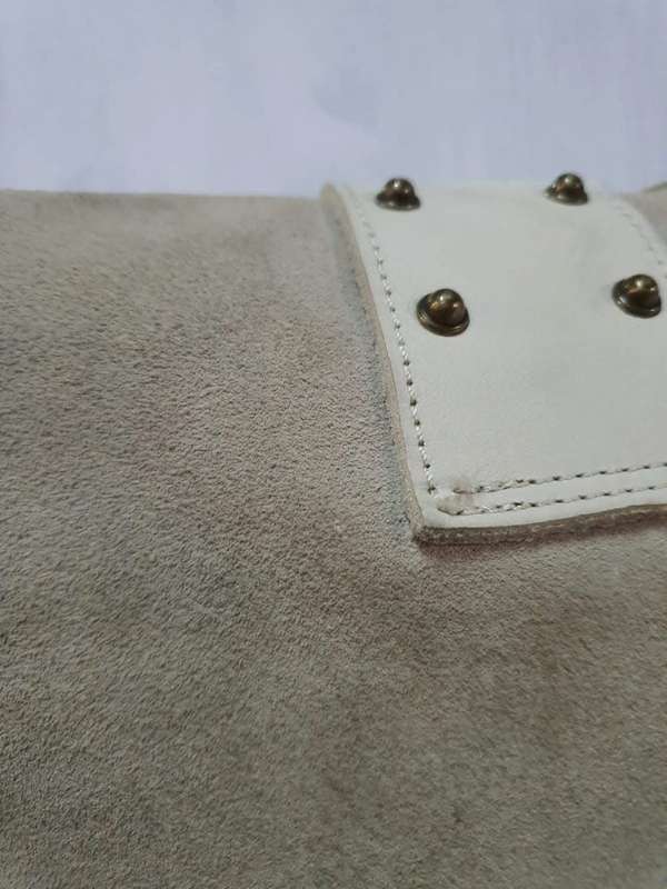 Suede and leather shoulder clutch