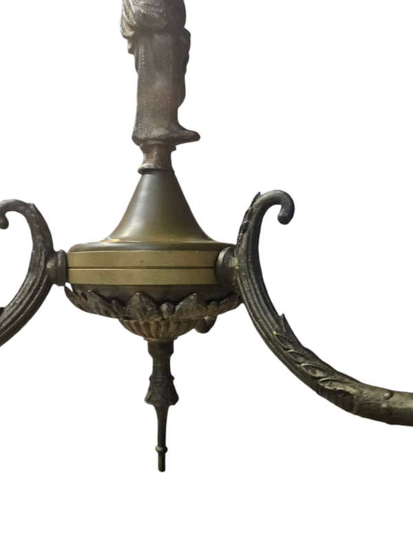 Antique Cherub  cast 3 arm Brass Chandelier