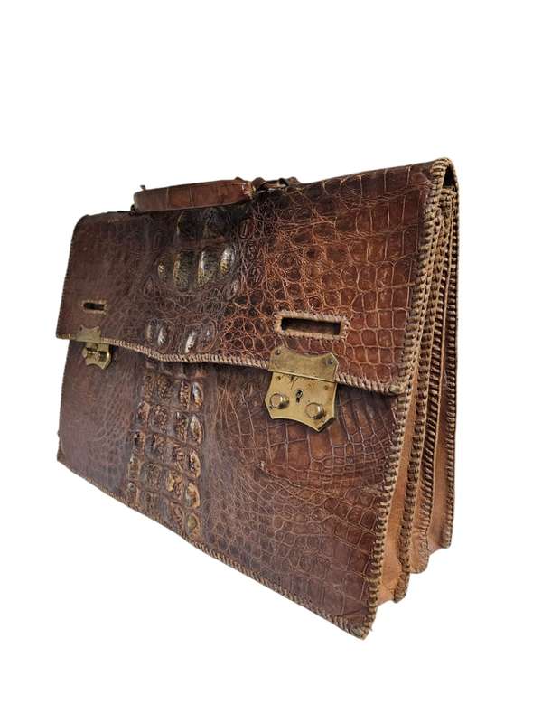 Vintage Crocodile Leather document briefcase