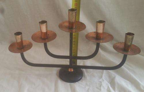 COPPER AND CAST IRON CANDLE HOLDER