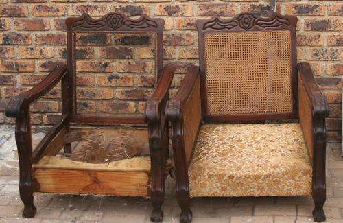 Two Beautiful wooden 2 seater Imbuia Sofa needs restoration