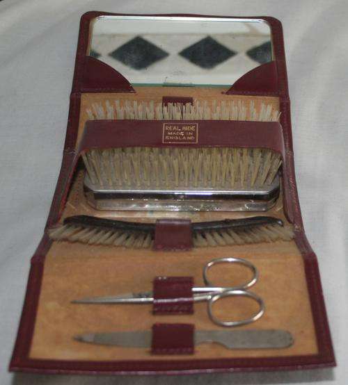 GORGEOUS  hard to find vintage 1930s/ 1940s  travel kit for cosmetics/ make-up, a silver plated brus